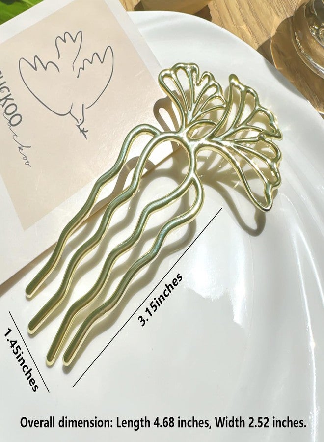 Snmzlc French hair pins for women 3pcs,Buns and Updos with No Hair Damage,Gold Metal Butterfly, Fish tail, Ginkgo U-shaped French Pin Great Hold,Suitable for fine & thick hairUS313 (Gold) - Image 2
